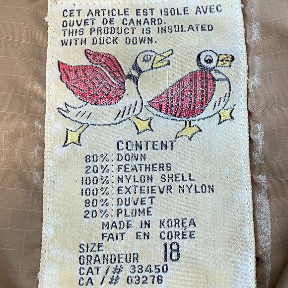 Tan‎ Puffer Long Down Jacket Insulated Coat Women's Plus SIze 18 - Picture 6 of 9